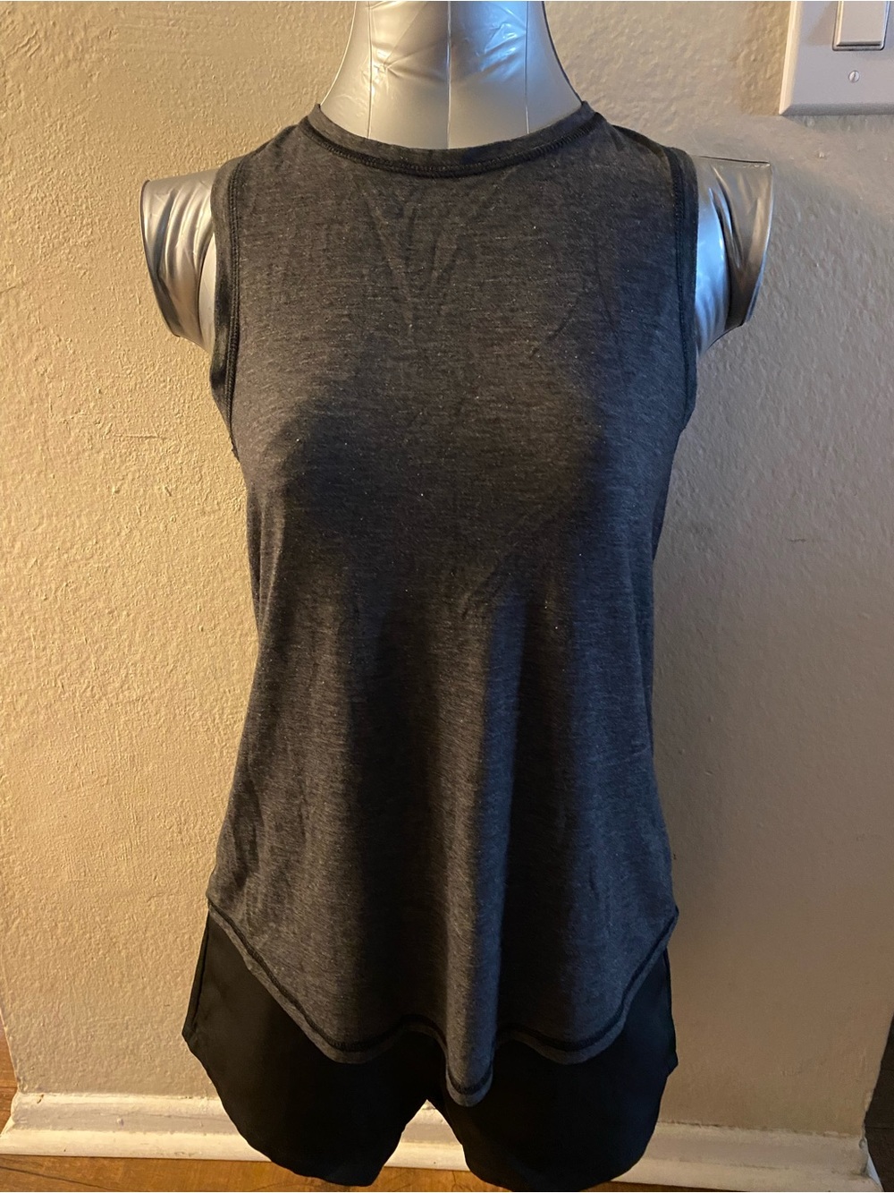 Champion Women's Charcoal Gray Layered Hem Tank Top